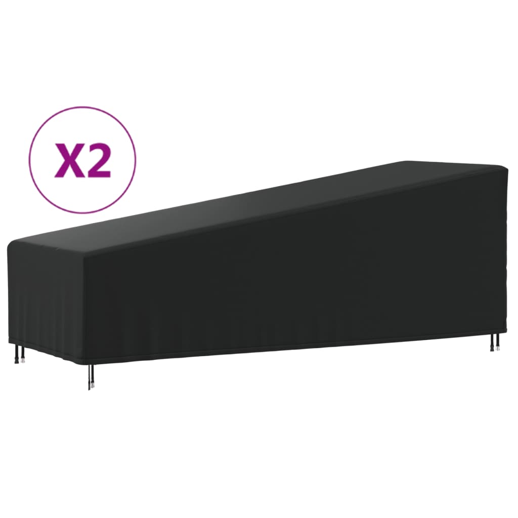 Καλύμματα Ξαπλώστρας 2 τεμ. Μαύρα 210x80x45/75 εκ. Ύφ. Oxford