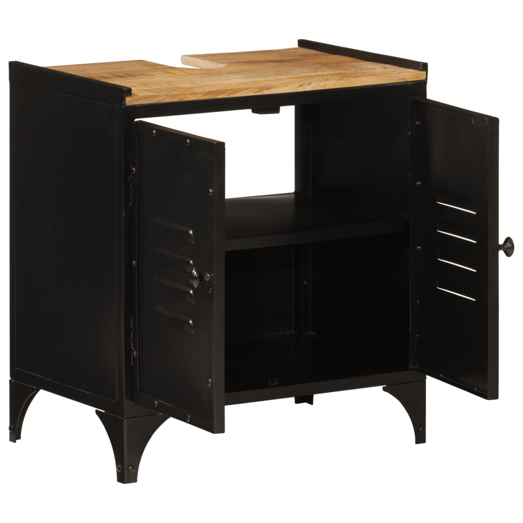 Ντουλάπι Νιπτήρα 55x35x60 εκ. από Σίδηρο / Μασίφ Ξύλο Μάνγκο - Pakobazaar