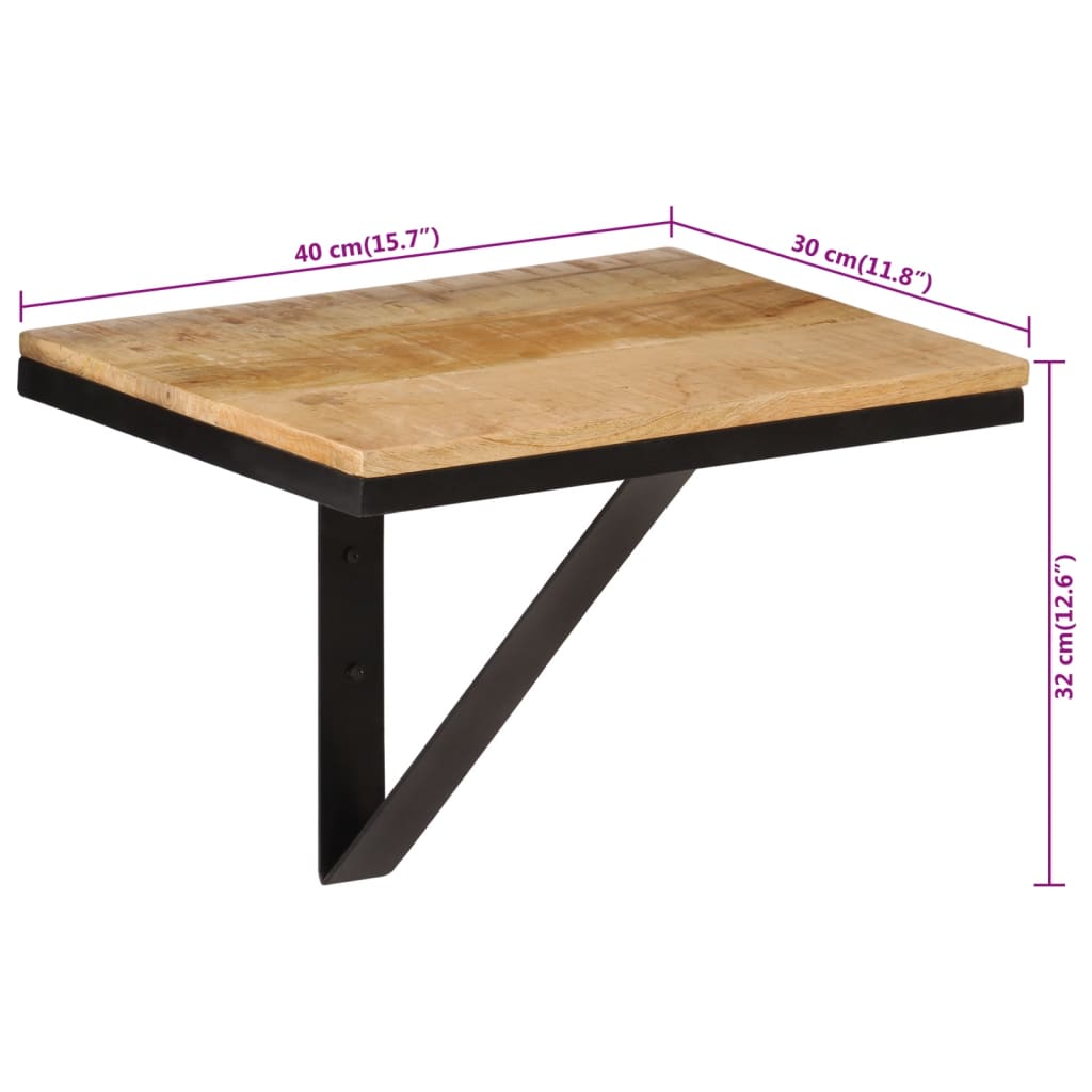 Ράφι Τοίχου 40x30x32 εκ. Μασίφ Ξύλο Μάνγκο και Σίδερο - Pakobazaar