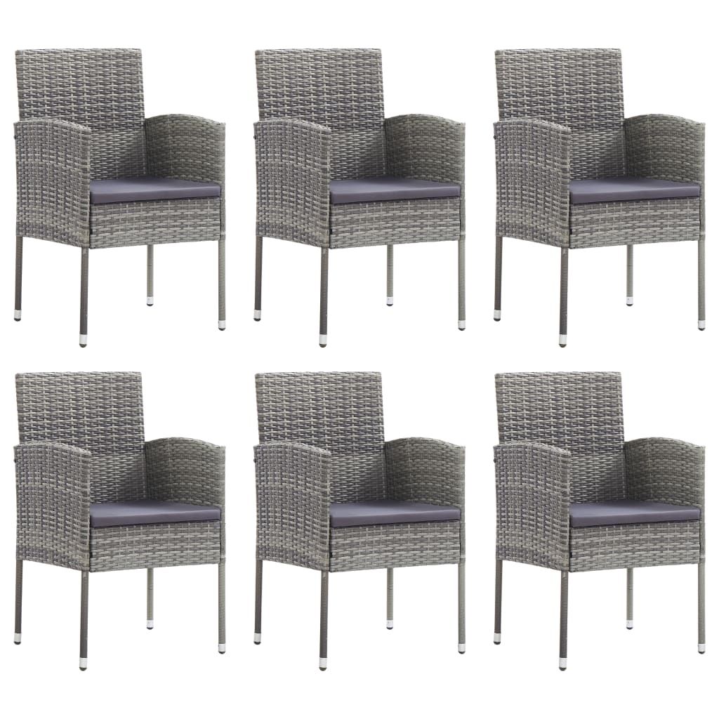 Σετ Τραπεζαρίας Κήπου 7 Τεμ Γκρι/Μαύρο Συνθετικό Ρατάν/Ατσάλι