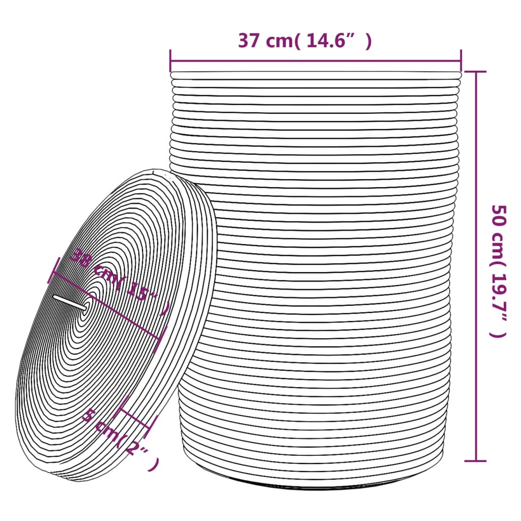 Καλάθι Αποθήκευσης με Καπάκι Καφέ/Λευκό Ø37x50 εκ. Βαμβακερό - Pakobazaar