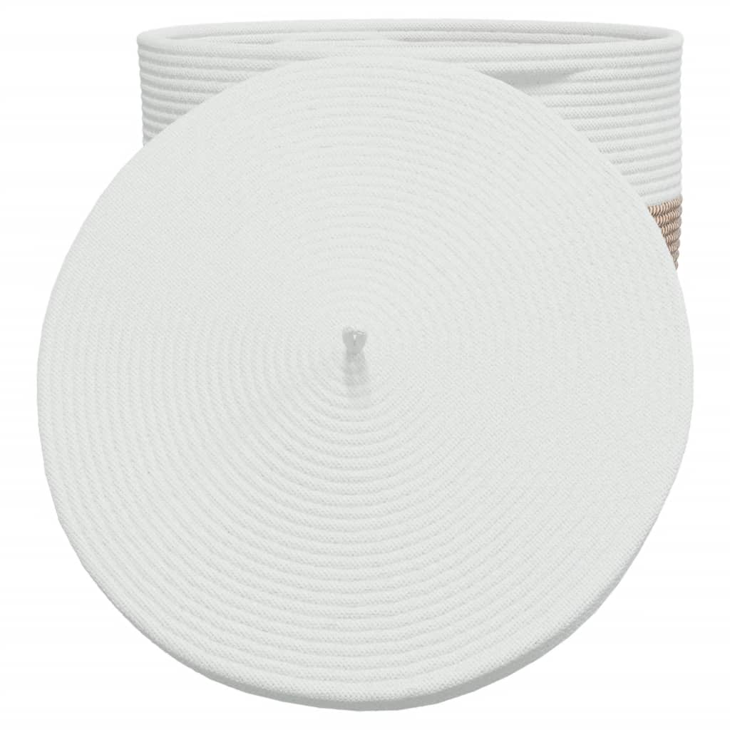 Καλάθι Αποθήκευσης με Καπάκι Καφέ/Λευκό Ø40x35 εκ. Βαμβακερό