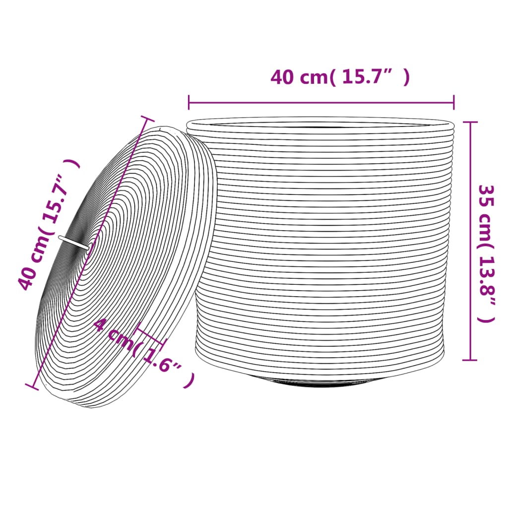 Καλάθι Αποθήκευσης με Καπάκι Καφέ/Λευκό Ø40x35 εκ. Βαμβακερό