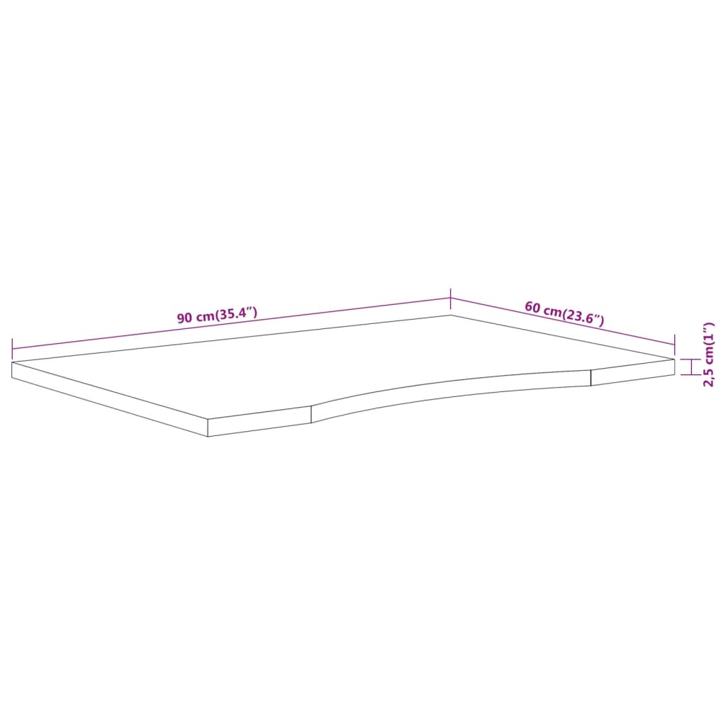 Επιφάνεια Γραφείου Ορθογώνια 90x60x2,5 εκ. Μασίφ Ξύλο Ακακίας