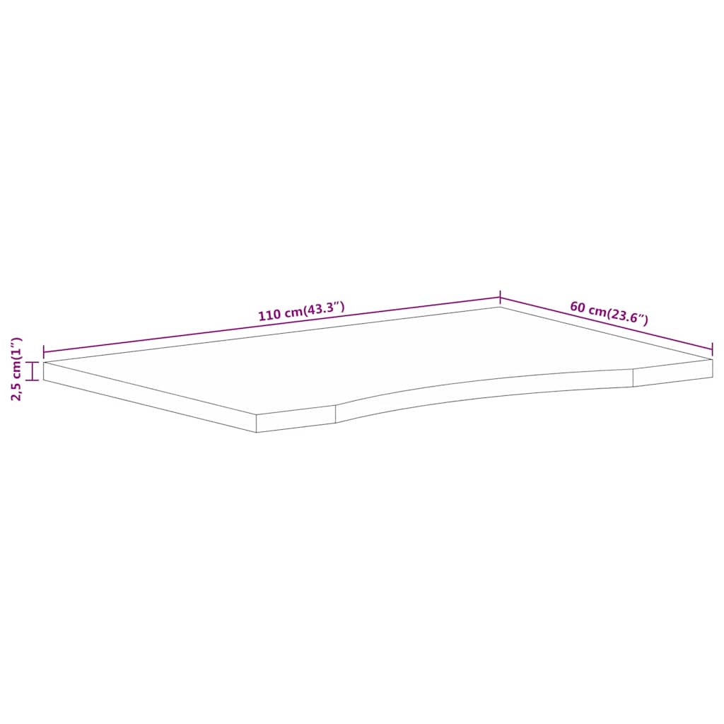 Επιφάνεια Γραφείου Καμπύλη 110x60x2,5 εκ Μασίφ Ακατ. Μάνγκο