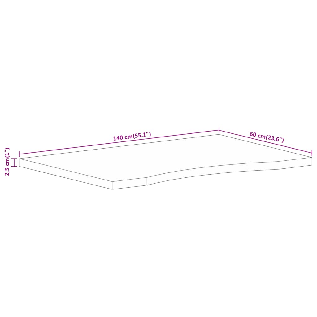 Επιφάνεια Γραφείου Καμπύλη 140x60x2,5 εκ Μασίφ Ακατ. Μάνγκο - Pakobazaar