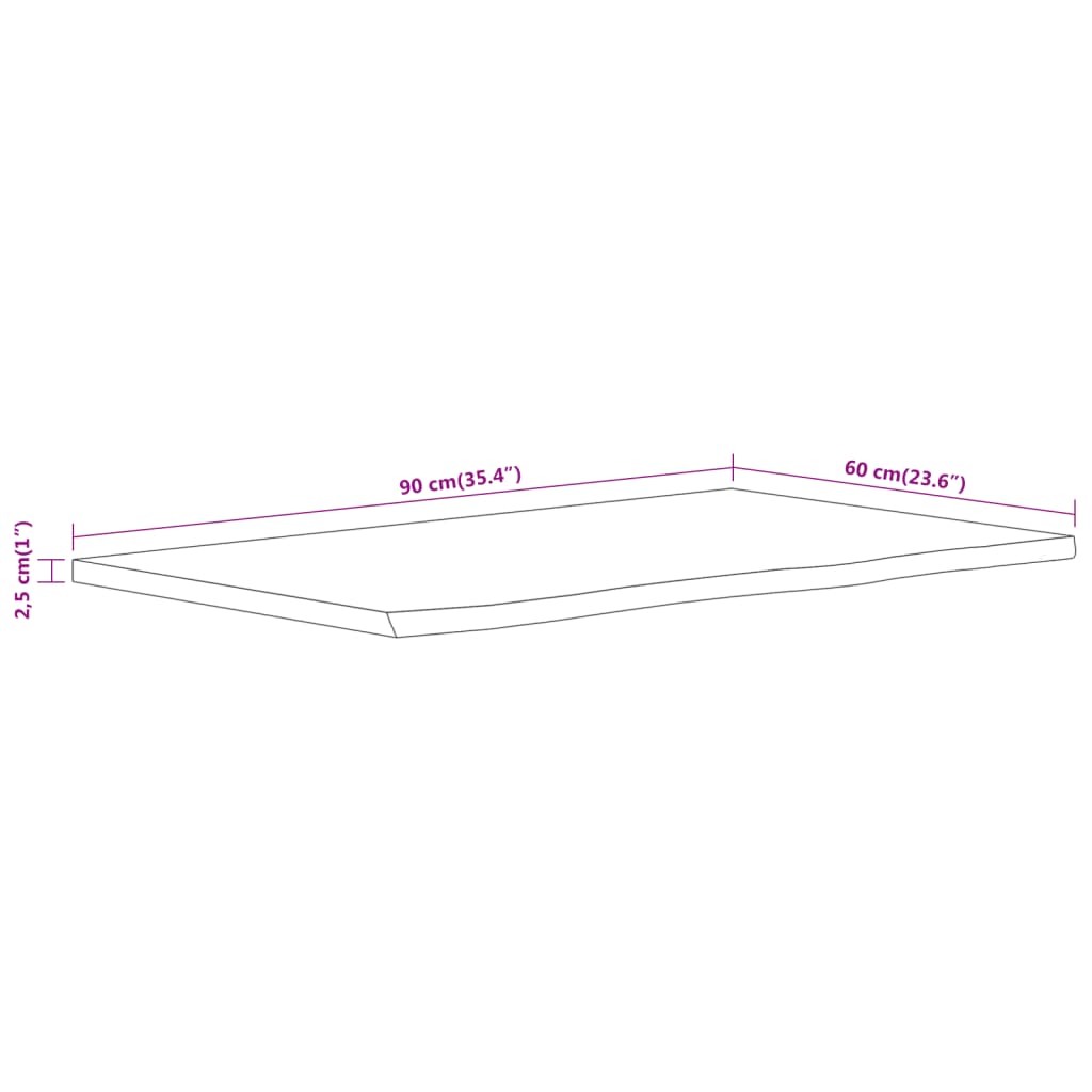 Πάγκος Μπάνιου Ορθογώνιος 90x60x2,5 εκ. από Μασίφ Ξύλο Ακακίας