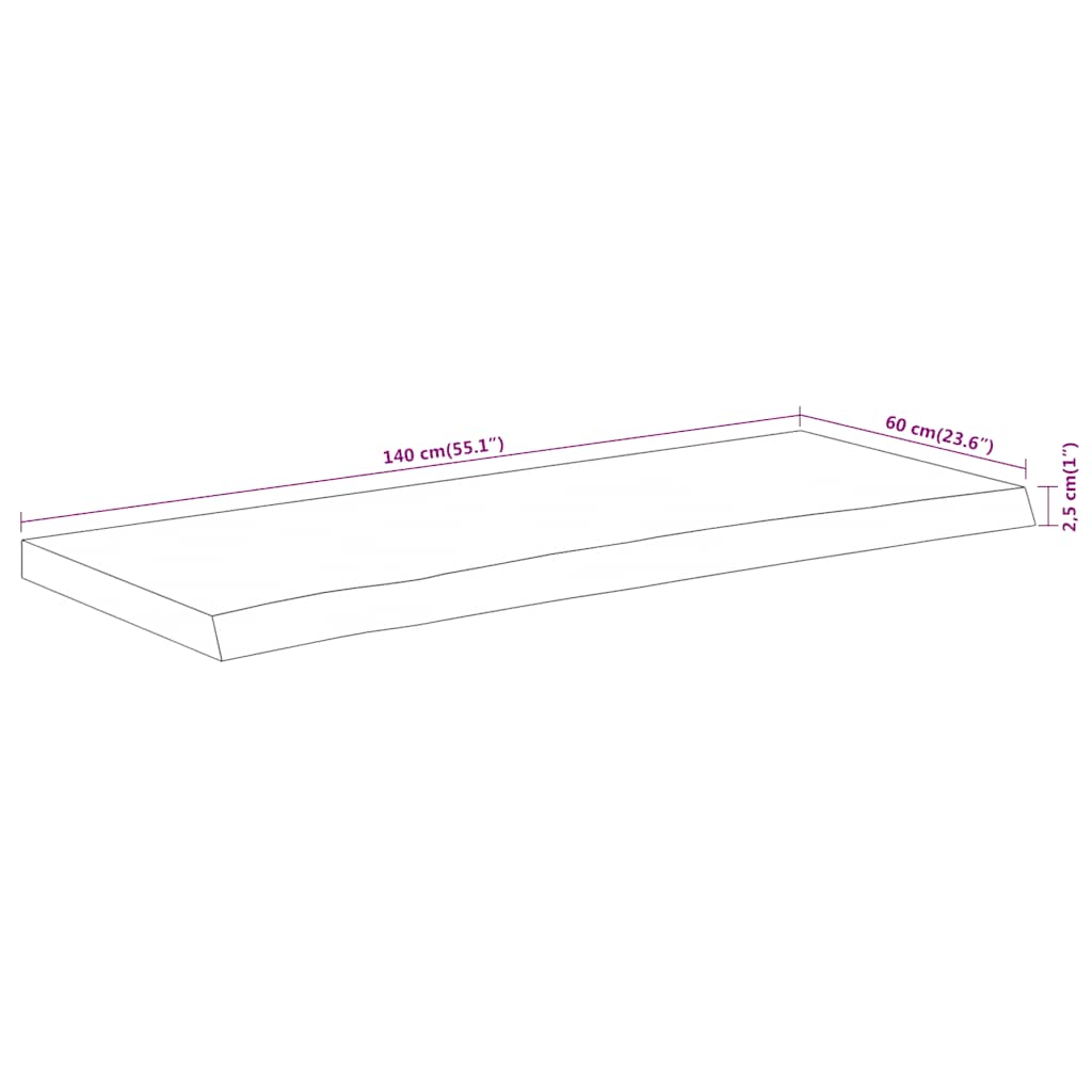 Πάγκος Μπάνιου Ορθογώνιος 140x60x2,5 εκ. από Μασίφ Ξύλο Ακακίας