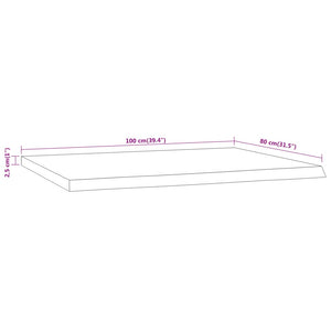 Επιφάνεια Γραφείου Ορθογώνια 100x80x2,5 εκ. Μασίφ Ξύλο Ακακίας