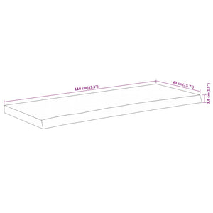Επιφάνεια Τραπεζιού Ορθογώνια 110x40x3,8 εκ. Μασίφ Ξύλο Ακακίας