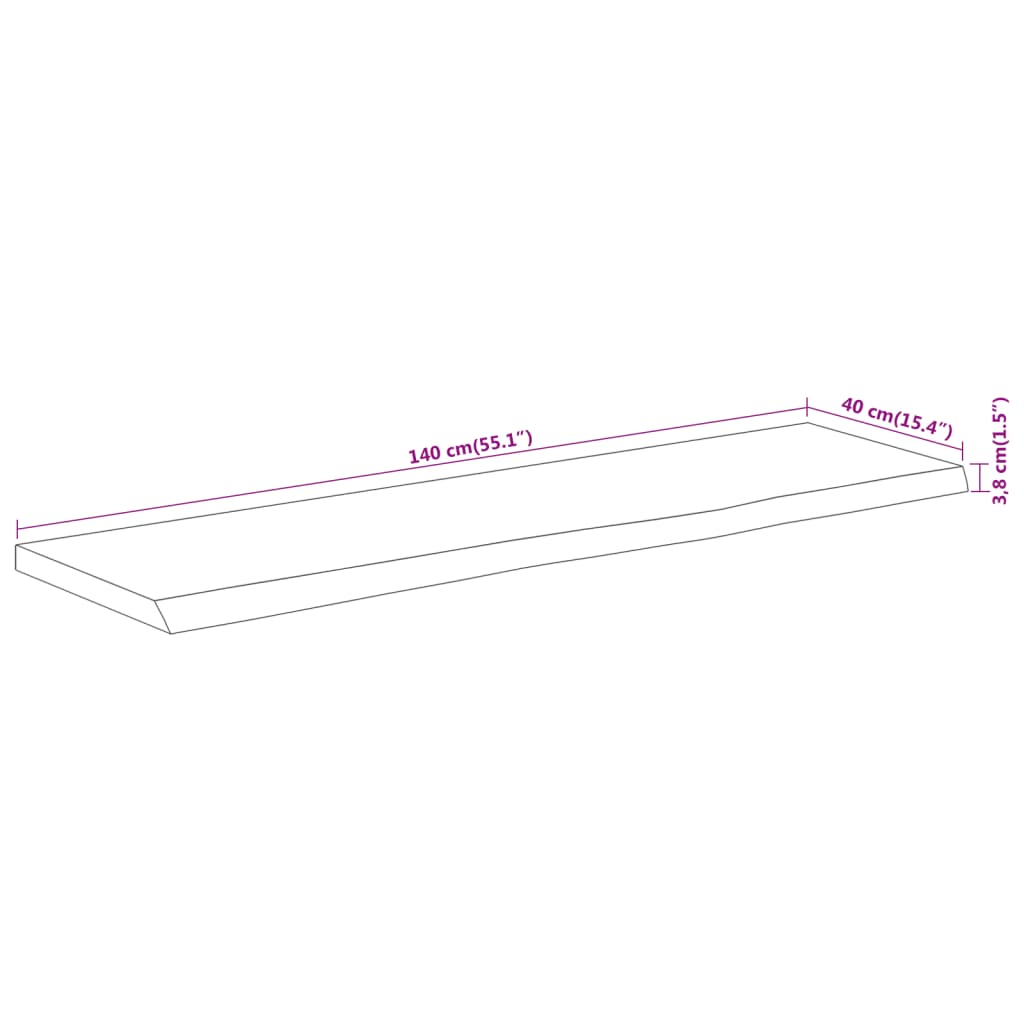 Επιφάνεια Τραπεζιού Ορθογώνια 140x40x3,8 εκ. Μασίφ Ξύλο Ακακίας
