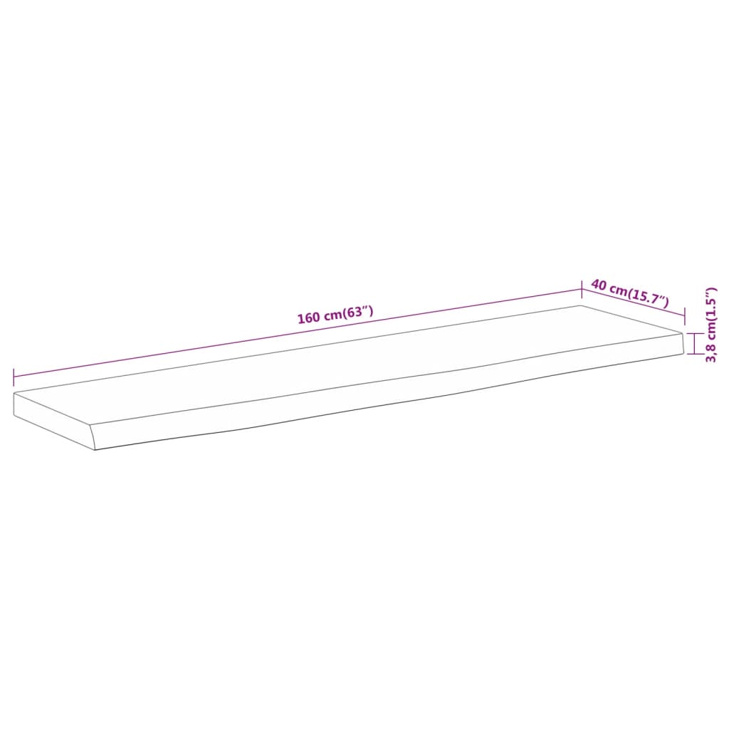 Επιφάνεια Τραπεζιού Ορθογώνια 160x40x3,8 εκ. Μασίφ Ξύλο Ακακίας