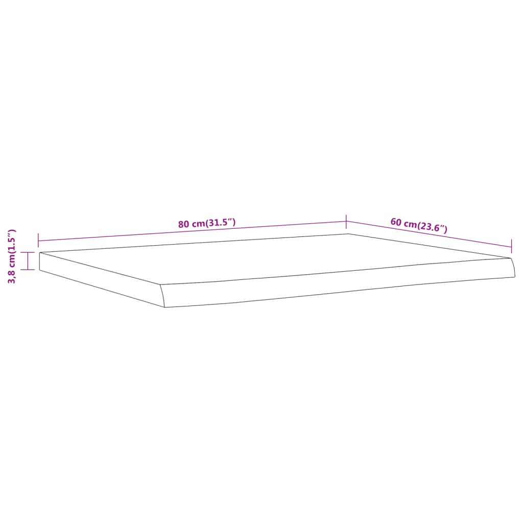 Πάγκος Μπάνιου Ορθογώνιος 80x60x3,8 εκ. από Μασίφ Ξύλο Ακακίας