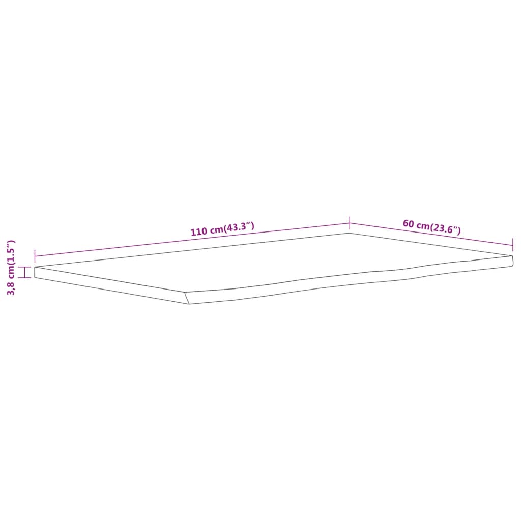 Πάγκος Μπάνιου Ορθογώνιος 110x60x3,8 εκ. από Μασίφ Ξύλο Ακακίας