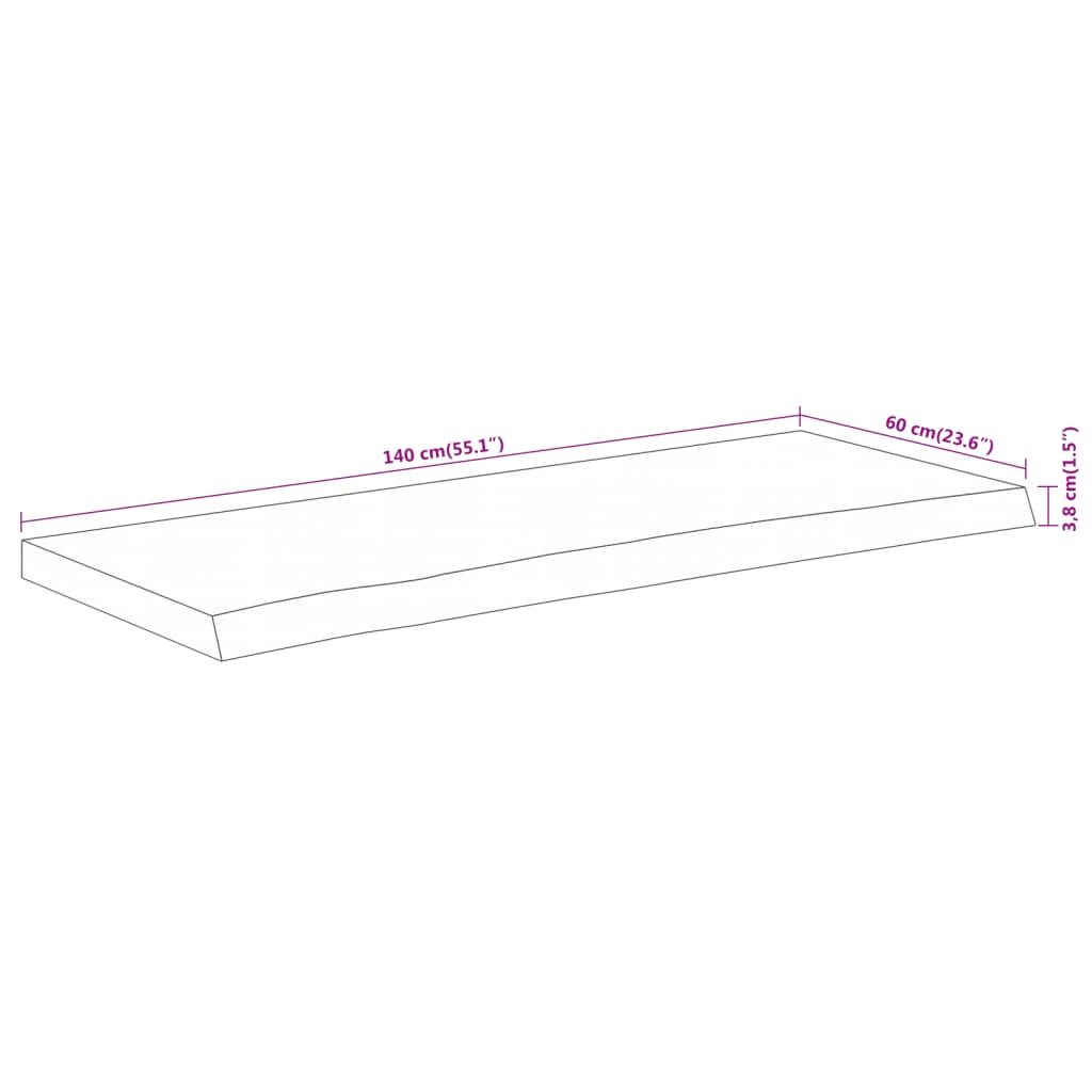 Πάγκος Μπάνιου Ορθογώνιος 140x60x3,8 εκ. από Μασίφ Ξύλο Ακακίας - Pakobazaar