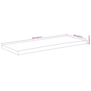 Πάγκος Μπάνιου Ορθογώνιος 140x60x3,8 εκ. από Μασίφ Ξύλο Ακακίας - Pakobazaar
