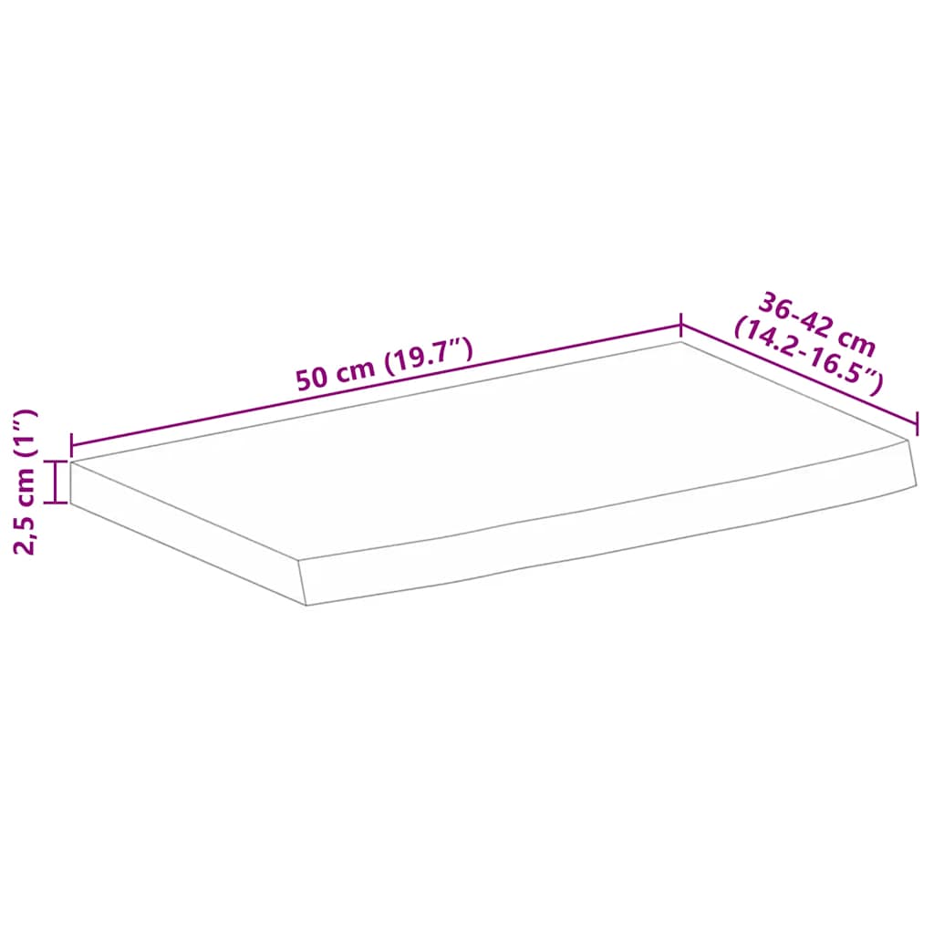 Επιφάνεια Τραπεζιού 50x40x2,5 εκ. Live Edge Μασίφ Ξύλο Μάνγκο
