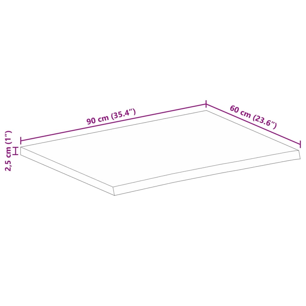 Επιφάνεια Τραπεζιού 90x60x2,5 εκ. Live Edge Μασίφ Ξύλο Μάνγκο