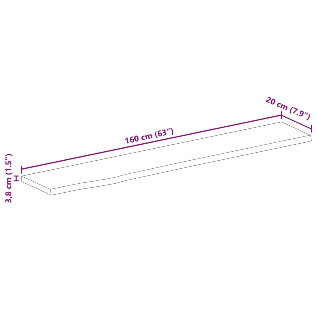 Επιφάνεια Τραπεζιού 160x20x3,8 εκ. Live Edge Μασίφ Ξύλο Μάνγκο - Pakobazaar