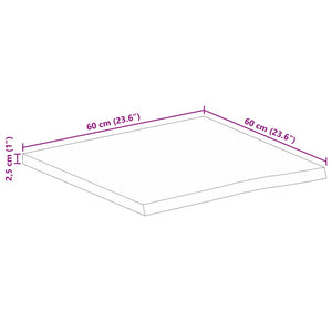 Επιφάνεια Τραπεζιού 60x60x2,5 εκ. Live Edge Μασίφ Ξύλο Μάνγκο - Pakobazaar
