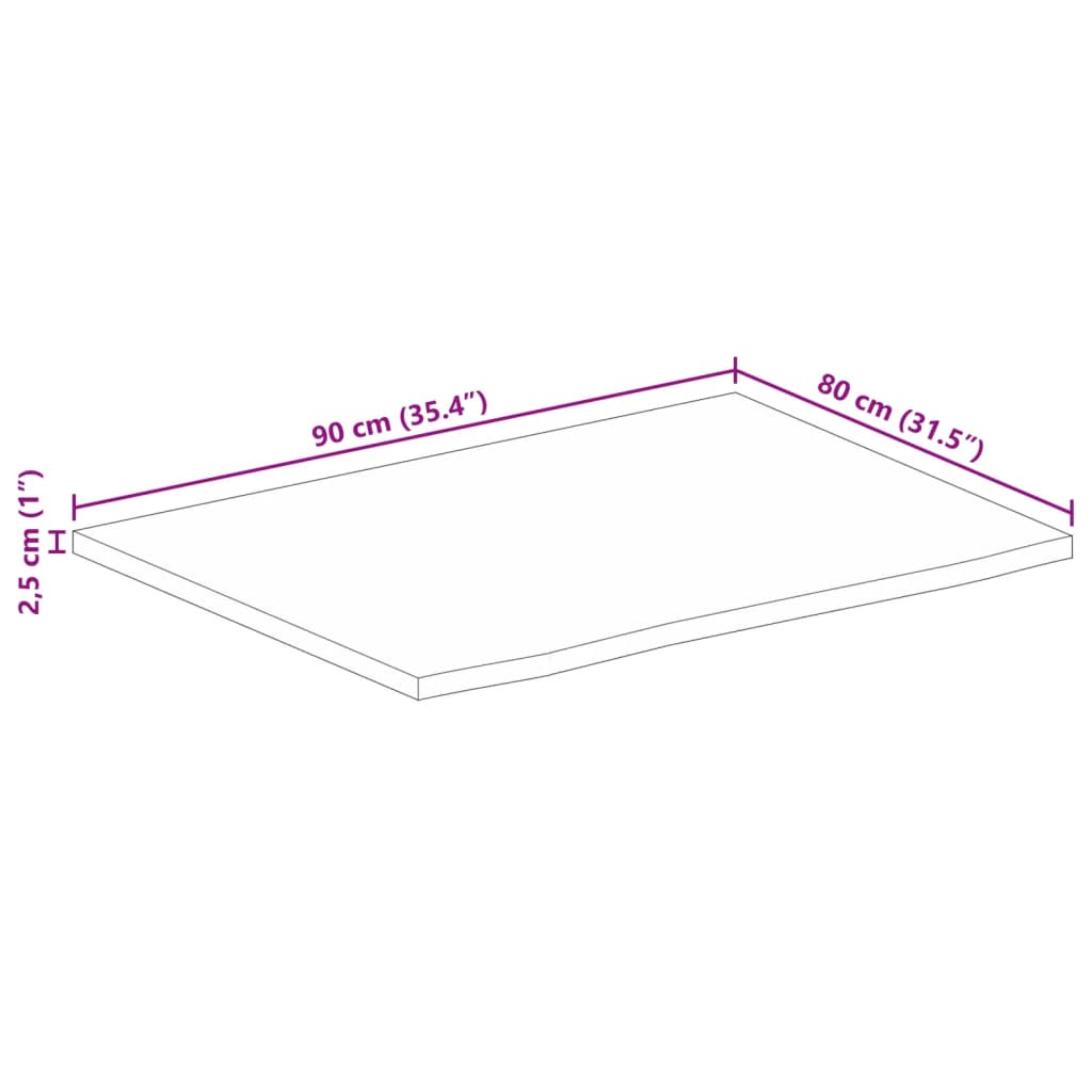 Επιφάνεια Τραπεζιού 90x80x2,5 εκ. Live Edge Μασίφ Ξύλο Μάνγκο