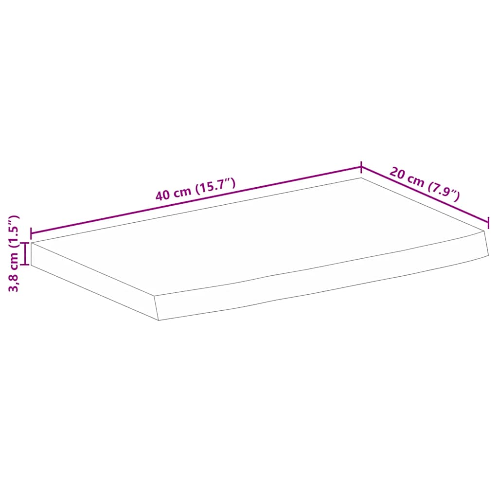 Επιφάνεια Τραπεζιού 40x20x3,8 εκ. Live Edge Μασίφ Ξύλο Μάνγκο