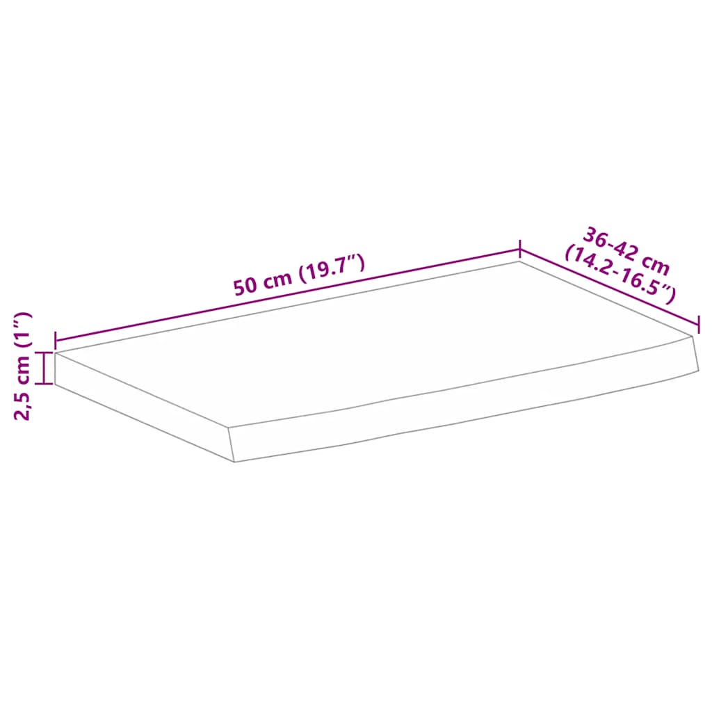 Επιφάνεια Τραπεζιού 50x40x2,5 εκ. Live Edge Μασίφ Ξύλο Μάνγκο