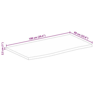 Επιφάνεια Τραπεζιού 100x60x2,5 εκ. Live Edge Μασίφ Ξύλο Μάνγκο