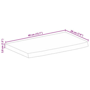 Επιφάνεια Τραπεζιού 40x20x3,8 εκ. Live Edge Μασίφ Ξύλο Μάνγκο