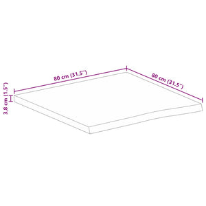 Επιφάνεια Τραπεζιού 80x80x3,8 εκ. Live Edge Μασίφ Ξύλο Μάνγκο - Pakobazaar