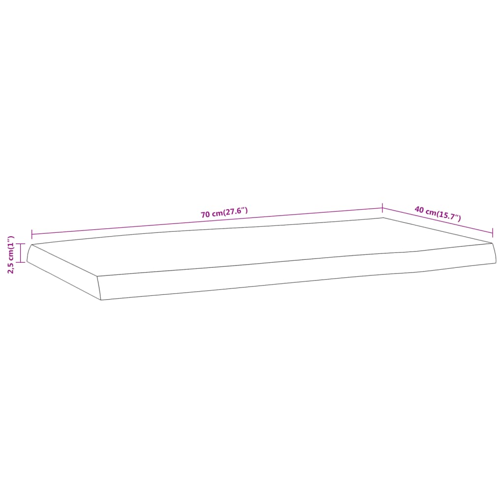 Επιφάνεια Τραπεζιού Ορθογώνια 70x40x2,5 εκ. Μασίφ Ξύλο Ακακίας