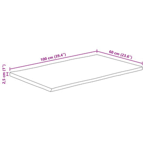 Επιφάνεια Τραπεζιού Ορθογώνια 100x60x2,5 εκ. Μασίφ Ξύλο Ακακίας - Pakobazaar
