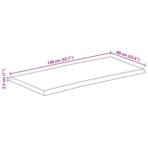 Επιφάνεια Τραπεζιού Ορθογώνια 140x60x2,5 εκ. Μασίφ Ξύλο Ακακίας - Pakobazaar