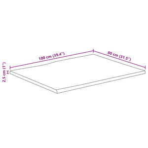 Επιφάνεια Τραπεζιού Ορθογώνια 100x80x2,5 εκ. Μασίφ Ξύλο Ακακίας - Pakobazaar
