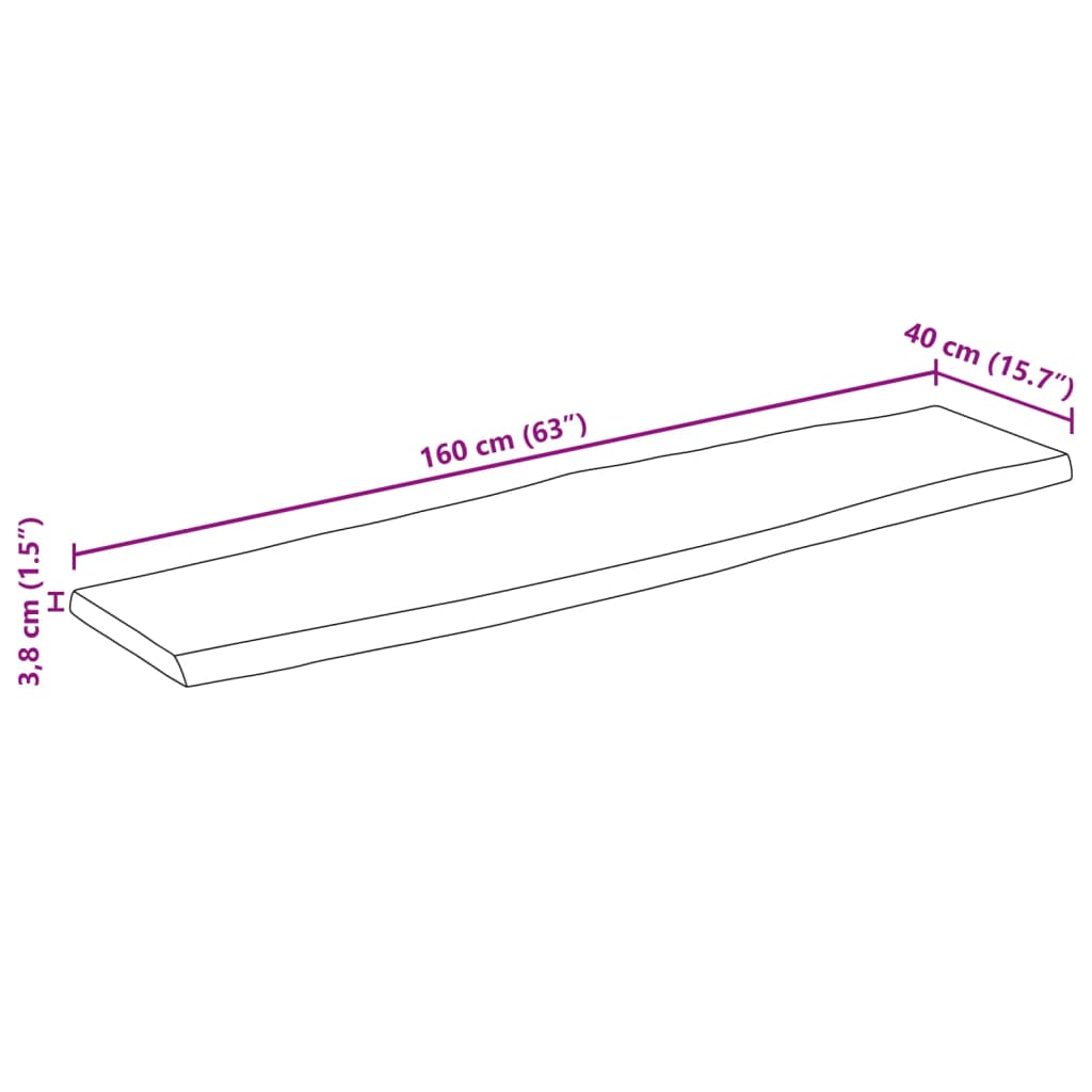 Επιφάνεια Τραπεζιού Ορθογώνια 160x40x3,8 εκ. Μασίφ Ξύλο Ακακίας - Pakobazaar