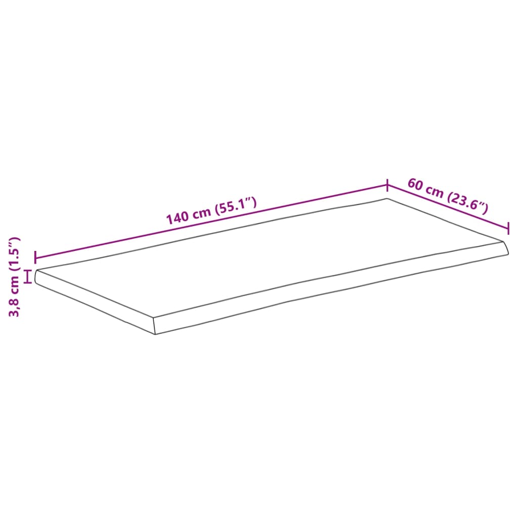 Επιφάνεια Τραπεζιού Ορθογώνια 140x60x3,8 εκ. Μασίφ Ξύλο Ακακίας - Pakobazaar