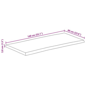 Επιφάνεια Τραπεζιού Ορθογώνια 140x60x3,8 εκ. Μασίφ Ξύλο Ακακίας - Pakobazaar