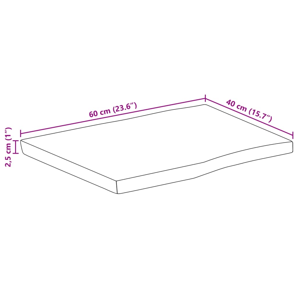 Επιφάνεια Τραπεζιού 60x40x2,5 εκ. Live Edge Μασίφ Ξύλο Μάνγκο - Pakobazaar