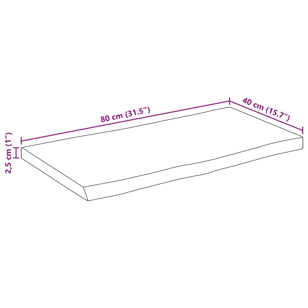 Επιφάνεια Τραπεζιού 80x40x2,5 εκ. Live Edge Μασίφ Ξύλο Μάνγκο - Pakobazaar