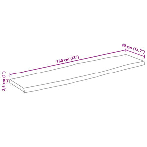 Επιφάνεια Τραπεζιού 160x40x2,5 εκ. Live Edge Μασίφ Ξύλο Μάνγκο - Pakobazaar