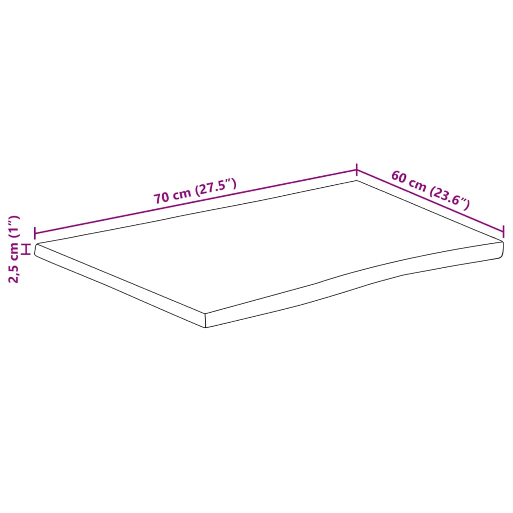 Επιφάνεια Τραπεζιού 70x60x2,5 εκ. Live Edge Μασίφ Ξύλο Μάνγκο
