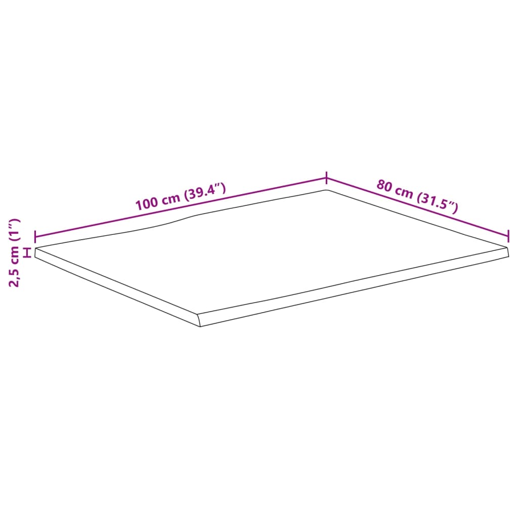 Επιφάνεια Τραπεζιού 100x80x2,5 εκ. Live Edge Μασίφ Ξύλο Μάνγκο