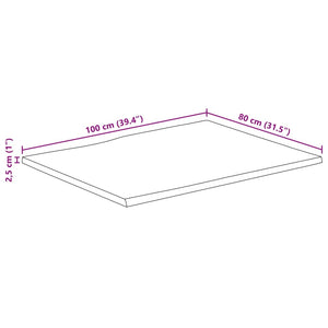 Επιφάνεια Τραπεζιού 100x80x2,5 εκ. Live Edge Μασίφ Ξύλο Μάνγκο
