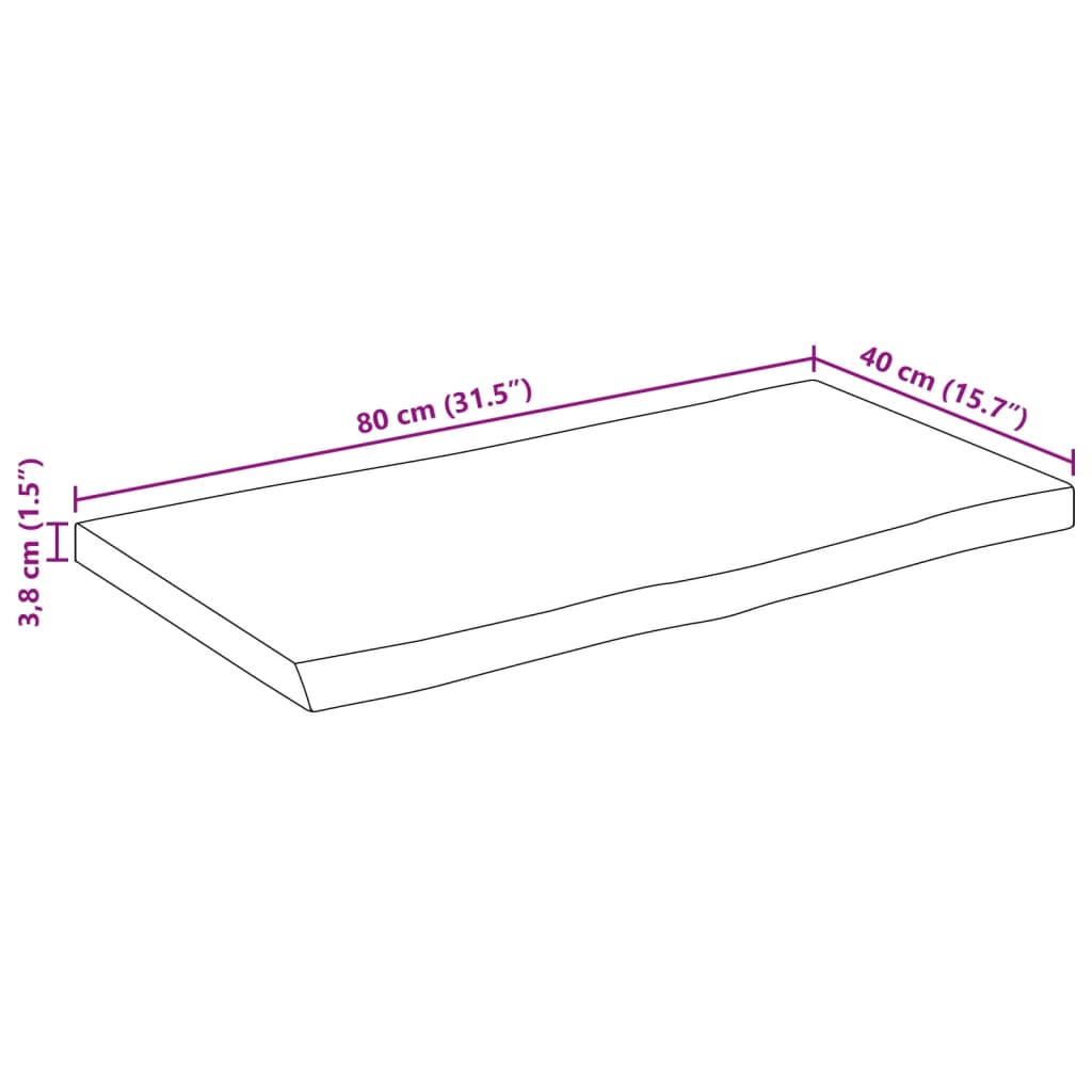 Επιφάνεια Τραπεζιού 80x40x3,8 εκ. Live Edge Μασίφ Ξύλο Μάνγκο - Pakobazaar