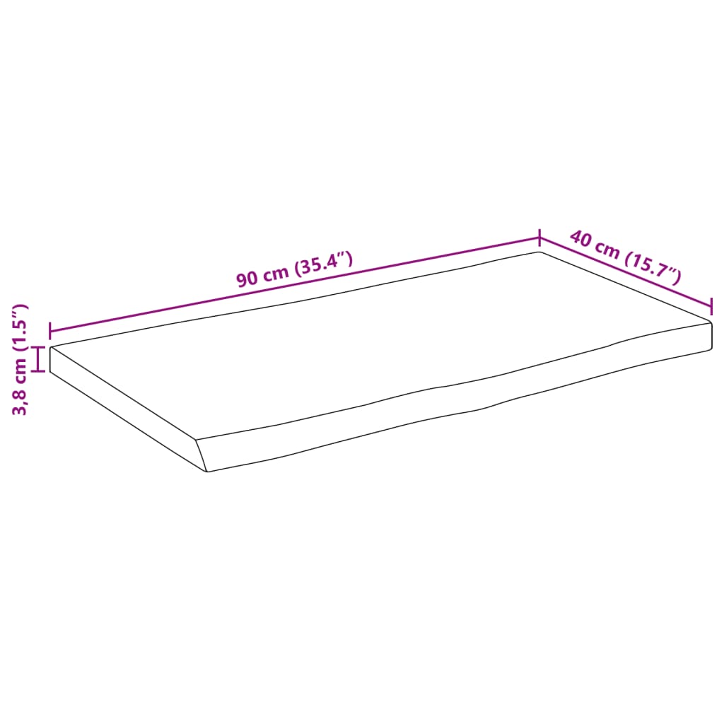 Επιφάνεια Τραπεζιού 90x40x3,8 εκ. Live Edge Μασίφ Ξύλο Μάνγκο