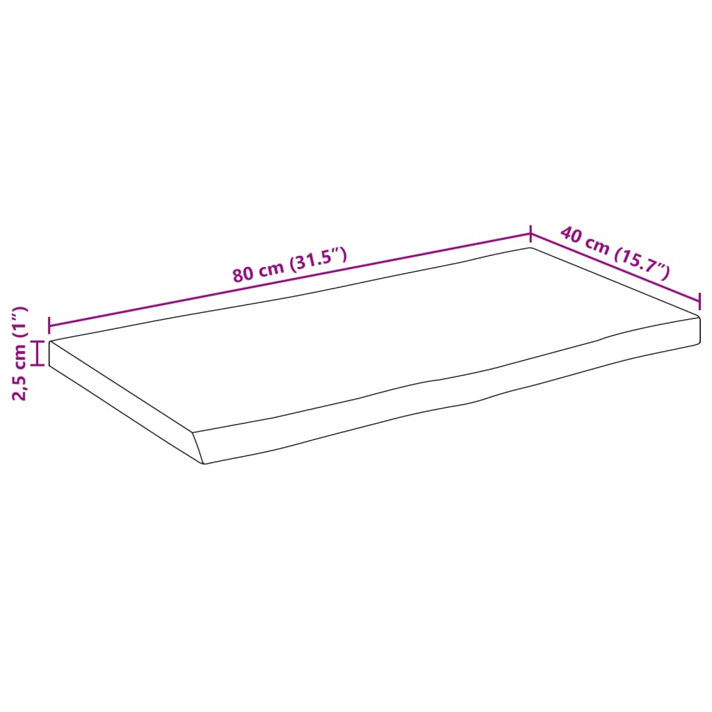 Επιφάνεια Τραπεζιού 80x40x2,5 εκ. Live Edge Μασίφ Ξύλο Μάνγκο