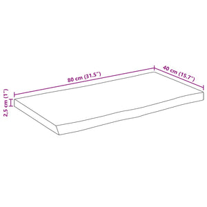 Επιφάνεια Τραπεζιού 80x40x2,5 εκ. Live Edge Μασίφ Ξύλο Μάνγκο - Pakobazaar