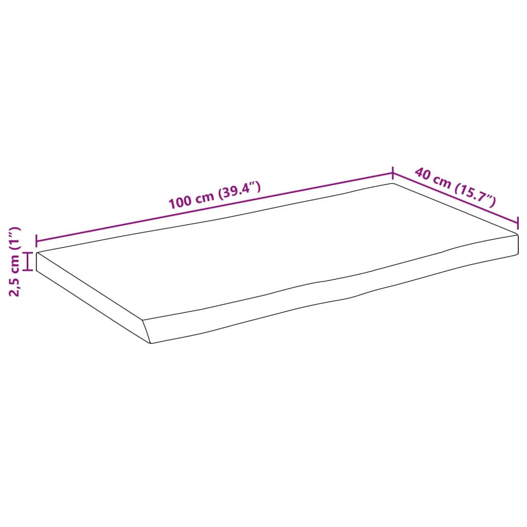 Επιφάνεια Τραπεζιού 100x40x2,5 εκ. Live Edge Μασίφ Ξύλο Μάνγκο