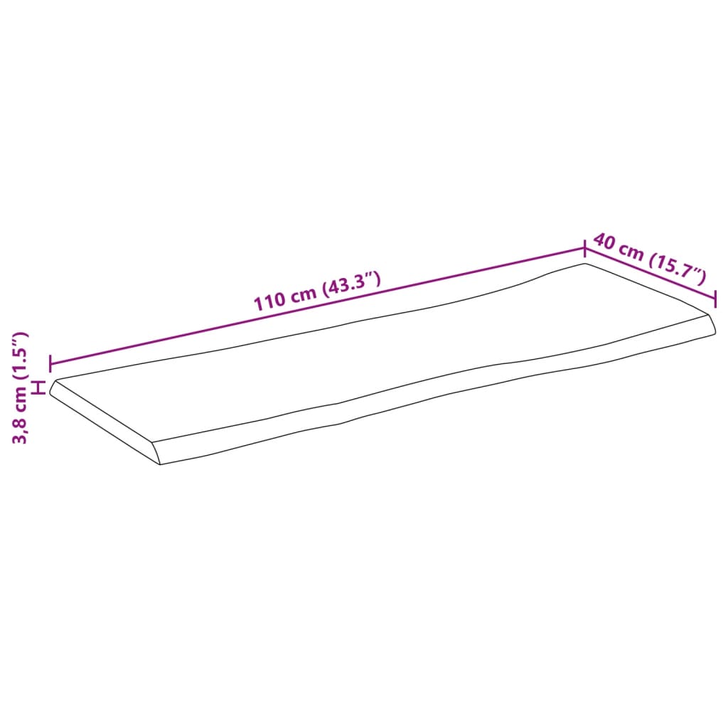 Επιφάνεια Τραπεζιού 110x40x3,8 εκ. Live Edge Μασίφ Ξύλο Μάνγκο - Pakobazaar