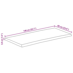 Επιφάνεια Τραπεζιού 140x60x3,8 εκ. Live Edge Μασίφ Ξύλο Μάνγκο - Pakobazaar